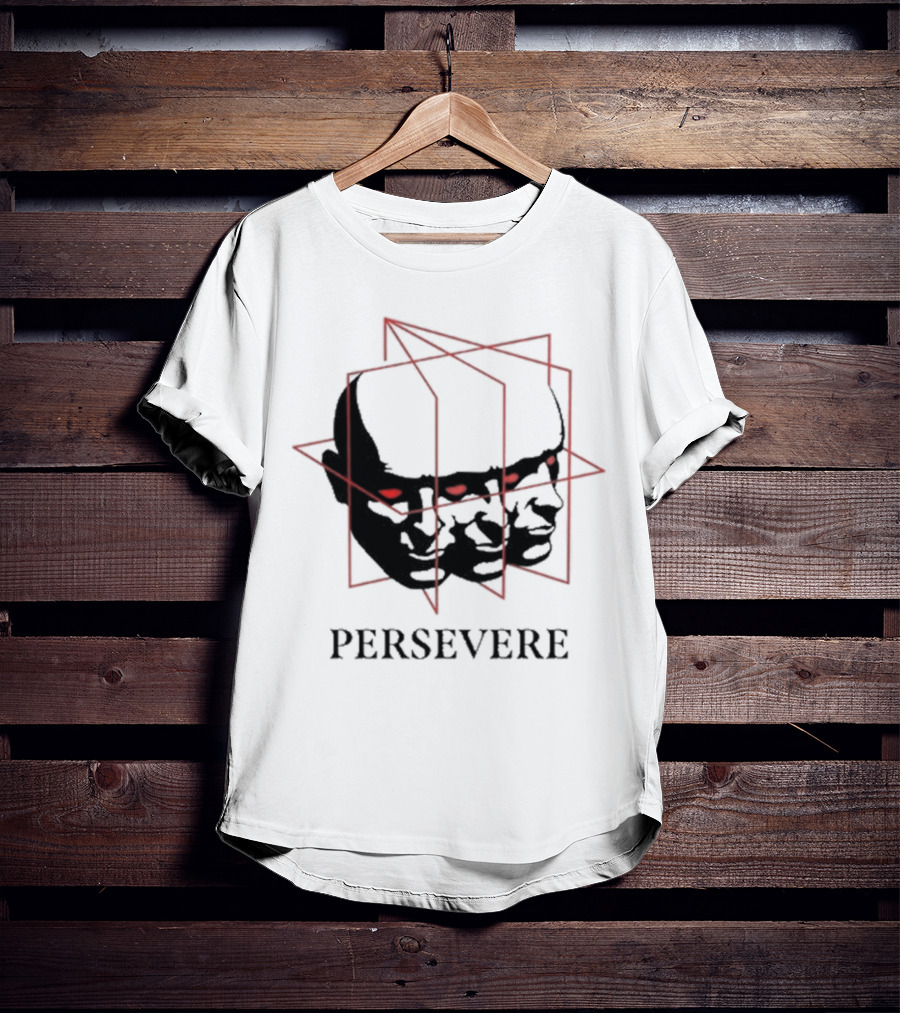 Persevere Triple Head Red Eyes Geometric Box T-Shirt