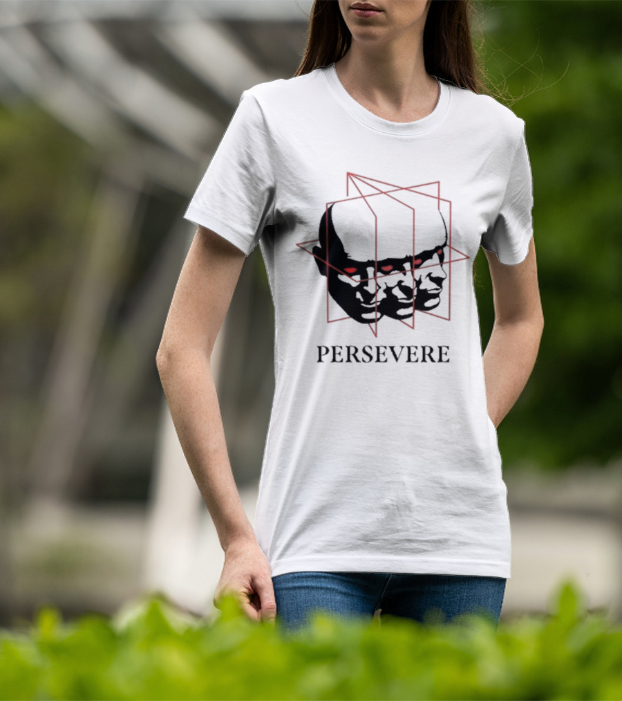 Persevere Triple Head Red Eyes Geometric Box T-Shirt