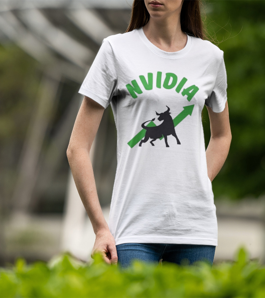 Nvidia Stock Bullish With Upward Arrow And Bull T-Shirt