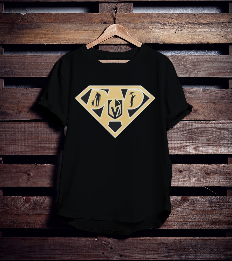 Vegas Golden Knights Super Dad Hero Shield T-Shirt
