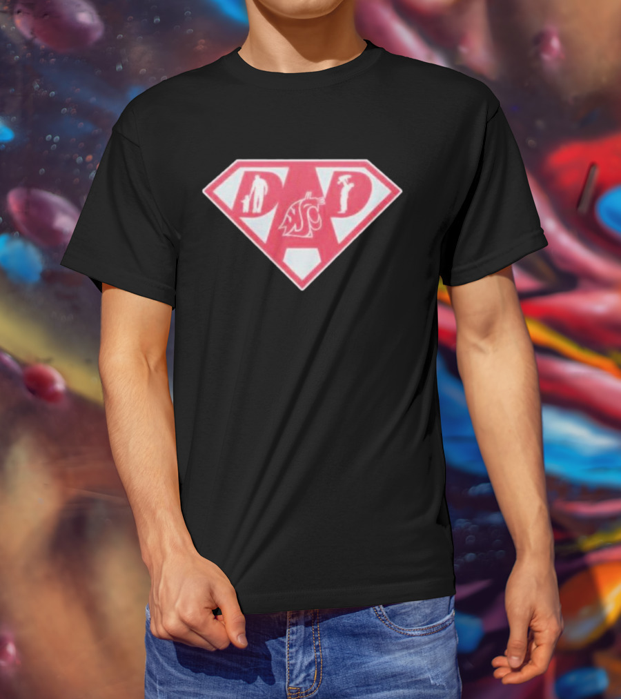 Washington State Cougars Super Dad Shield Emblem T-Shirt
