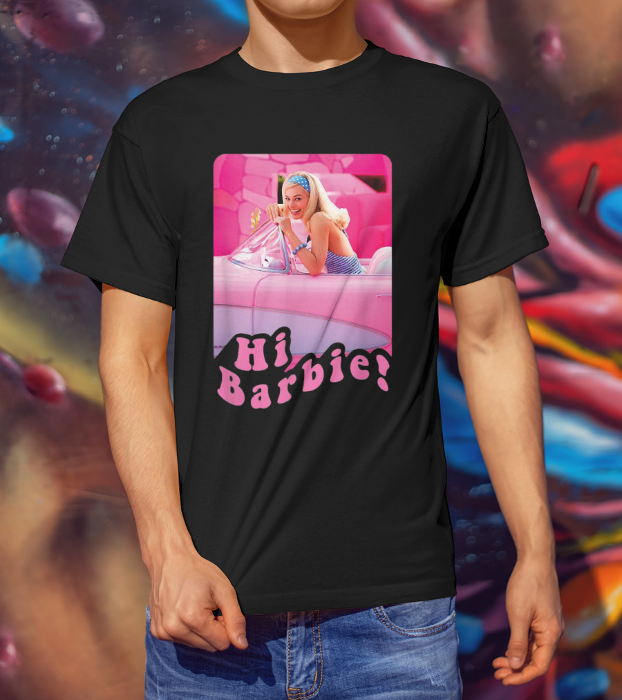 Barbie The Movie Hi Barbie Pink Car Scene T-Shirt