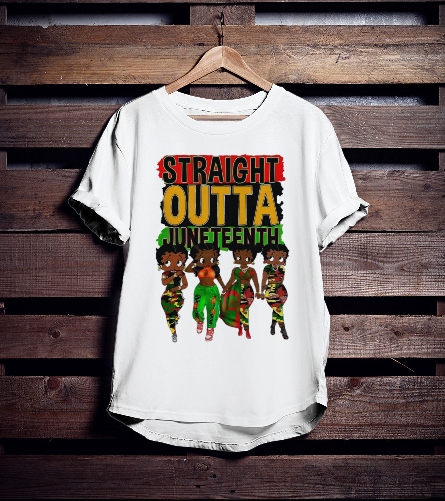 Straight Outta Juneteenth Black Women Celebration Fashion T-Shirt