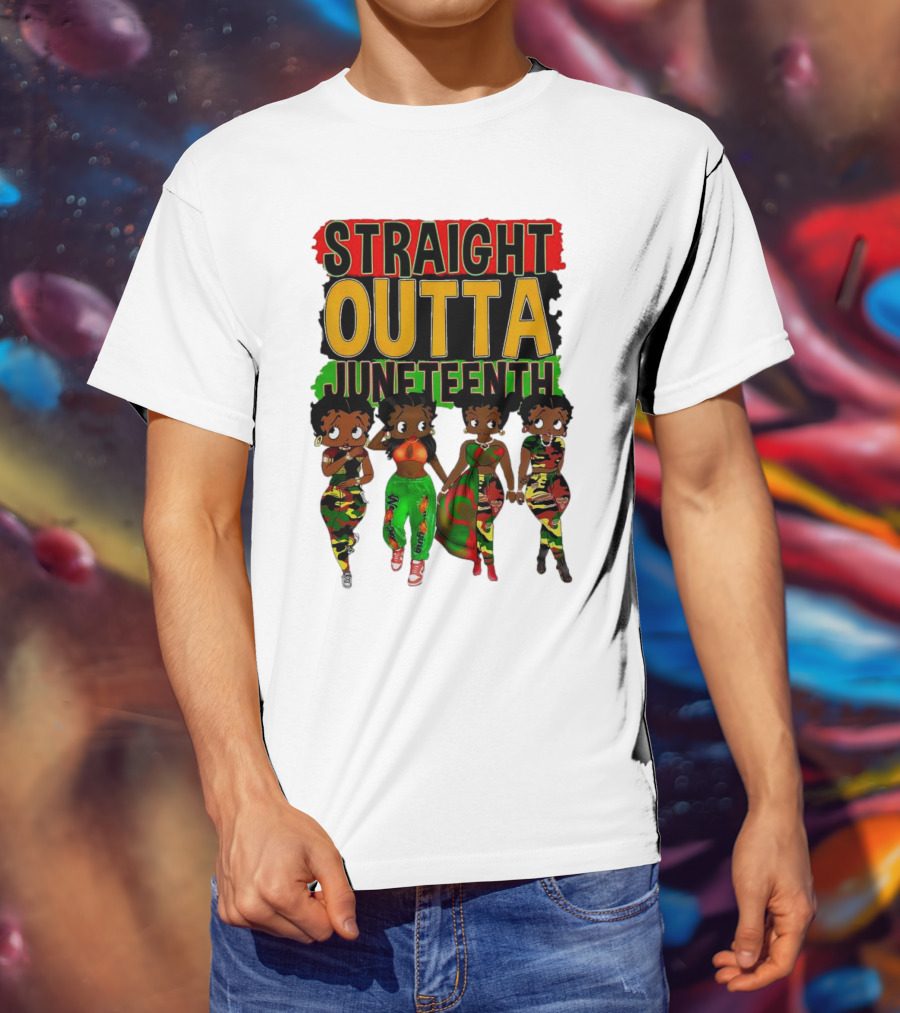 Straight Outta Juneteenth Black Women Celebration Fashion T-Shirt
