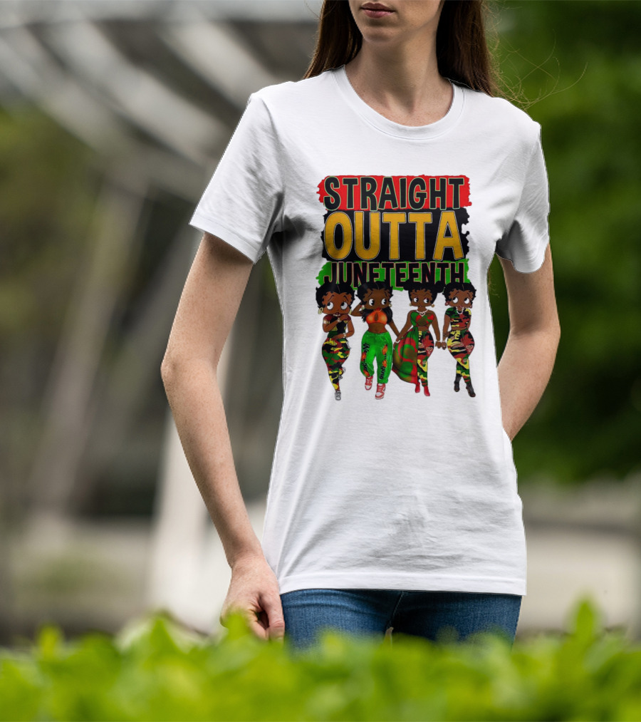 Straight Outta Juneteenth Black Women Celebration Fashion T-Shirt