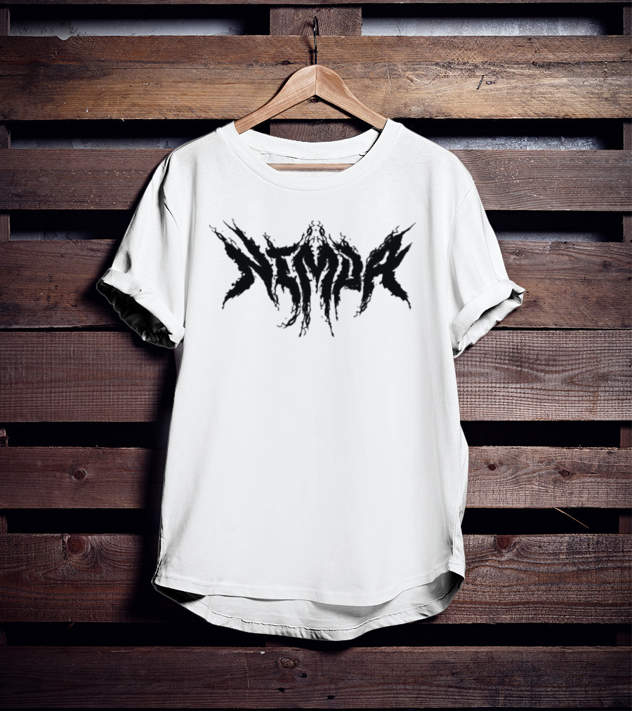 Nimda Logo Graphic With Dark Gothic Text T-Shirt