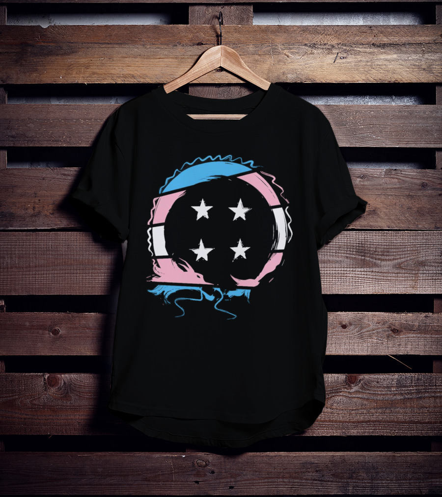 Sharkrobot Team Four Star Trans Pride Circle With Stars T-Shirt
