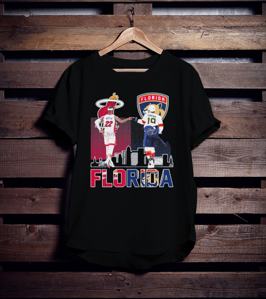 Jimmy Butler Tkachuk Florida Skyline Miami Heat Panthers Signatures T-Shirt