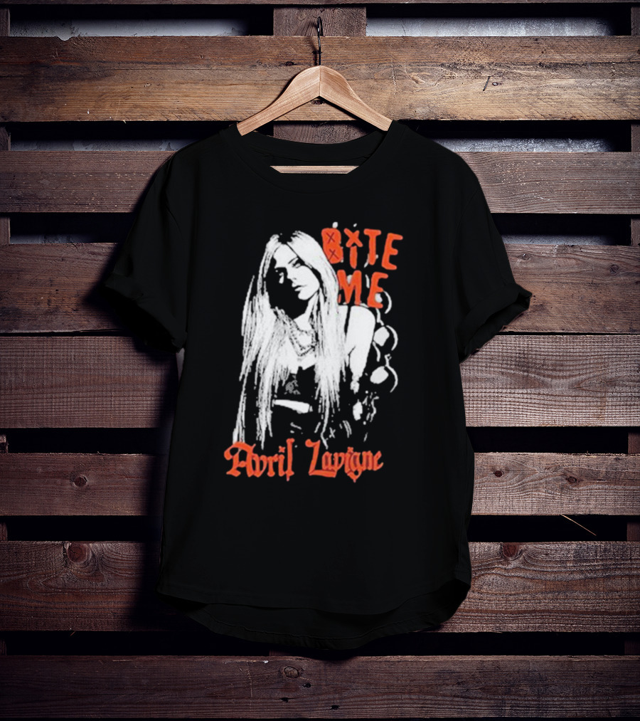 Avril Lavigne Bite Me Black And White Grunge T-Shirt