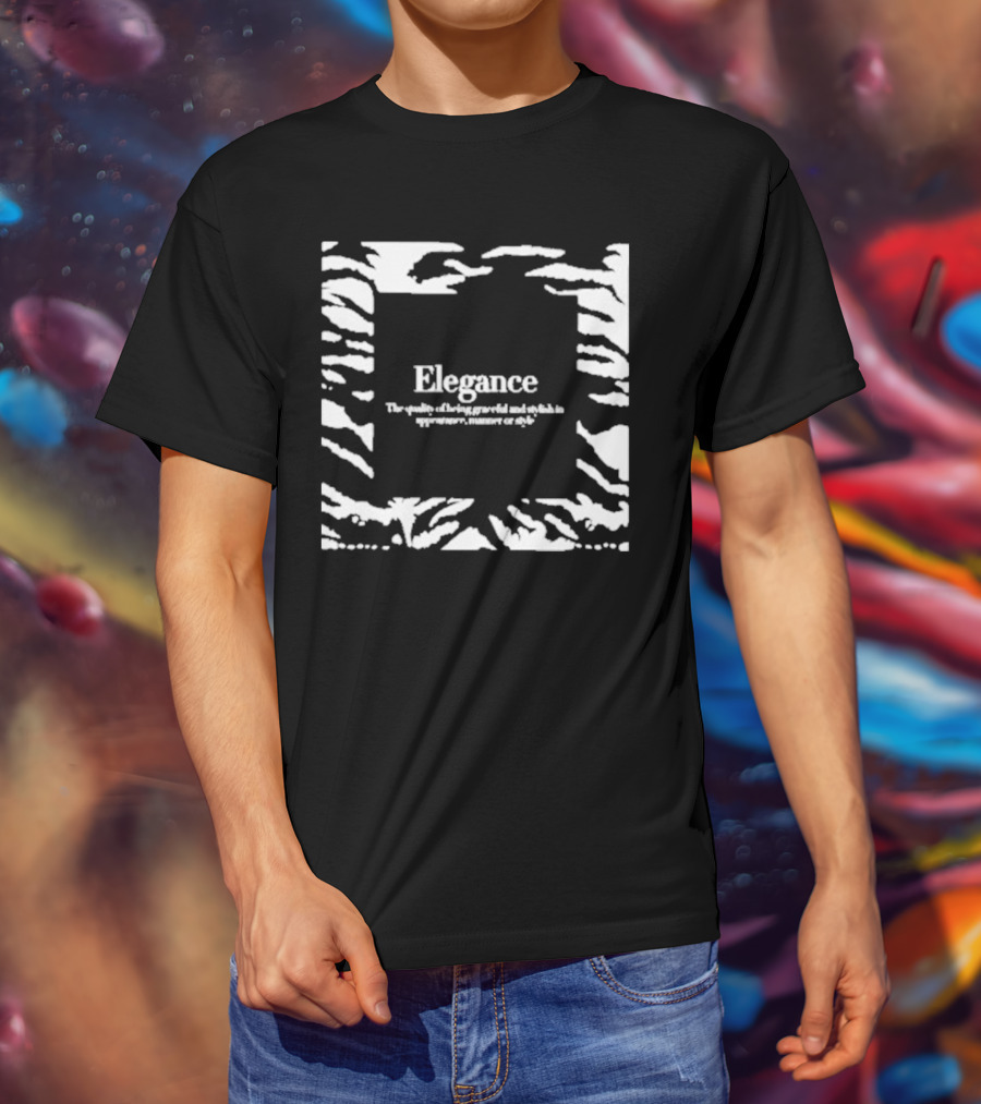 Elegance The Quality Of Being Graceful And Stylish In Appearance Manner Or Style Zebra Stripe Border T-Shirt
