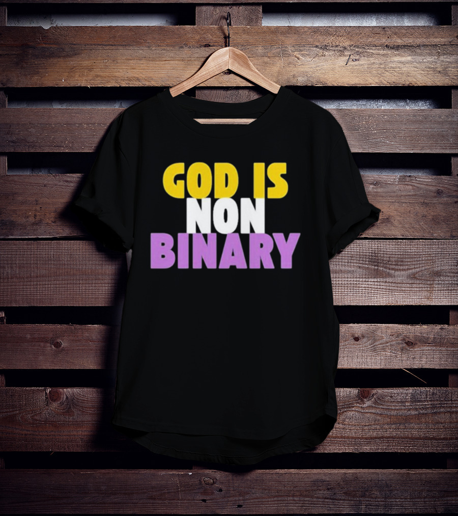 John Pavlovitz God Is Non-Binary Statement In Yellow, White, And Purple T-Shirt