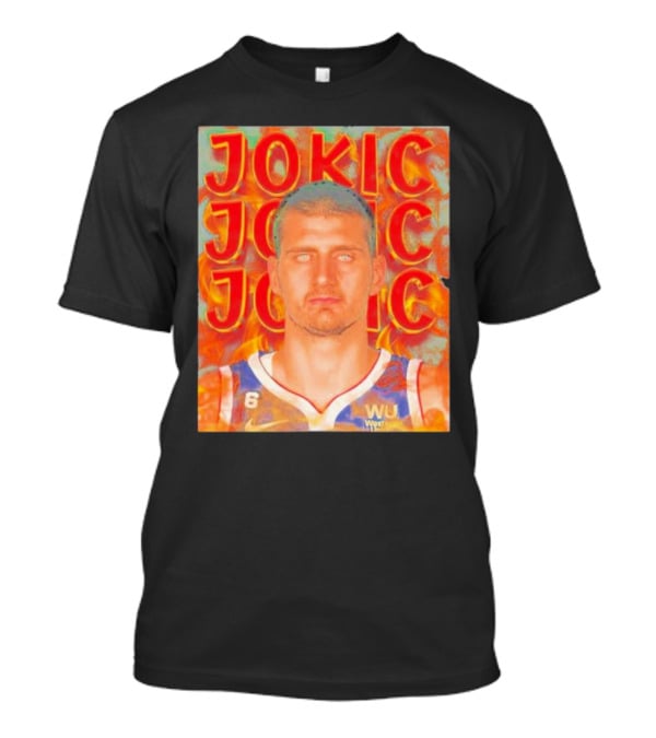 Jokic Fire Flames Photo Basketball T-Shirt