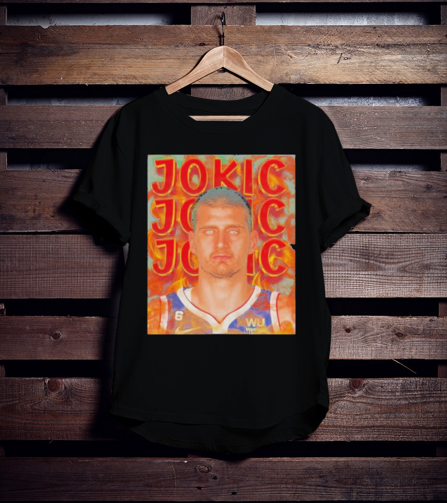 Jokic Fire Flames Photo Basketball T-Shirt