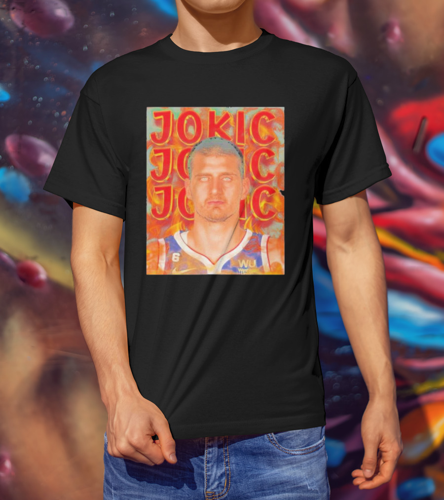 Jokic Fire Flames Photo Basketball T-Shirt