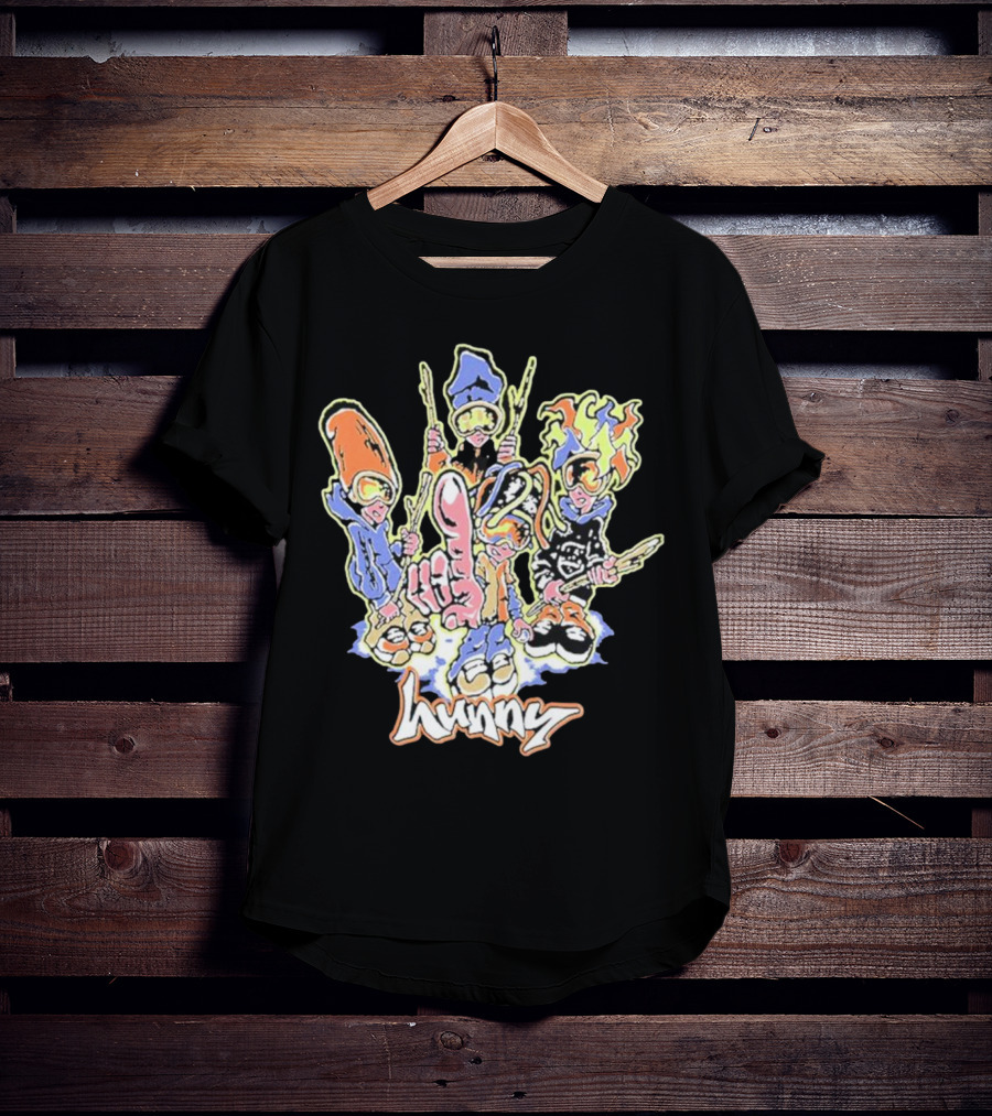 Hunny The Band Cartoon Characters And Hand Gesture T-Shirt