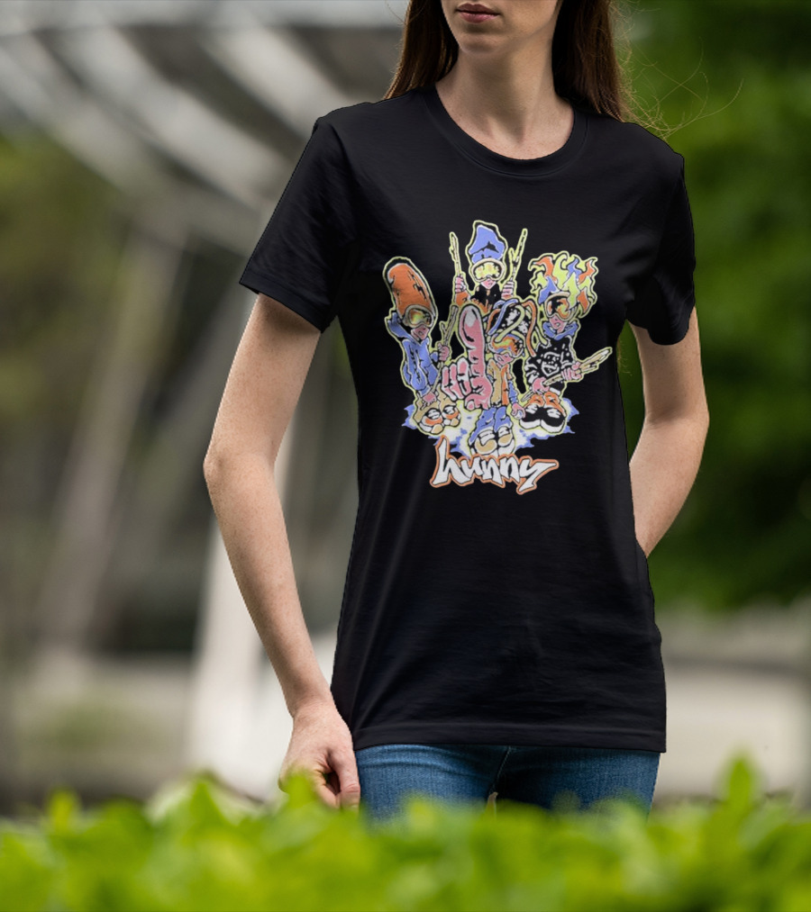 Hunny The Band Cartoon Characters And Hand Gesture T-Shirt