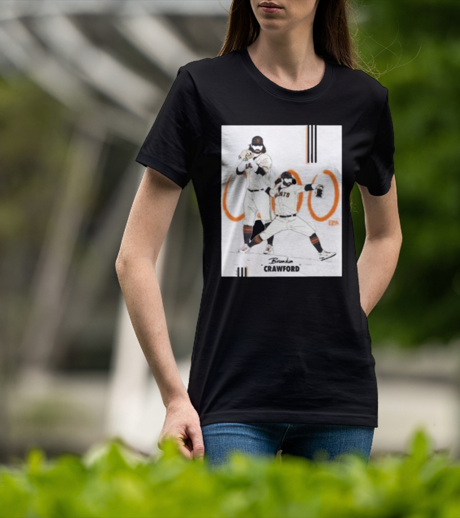 Brandon Crawford Giants Baseball Illustration With 1000 Celebratory T-Shirt