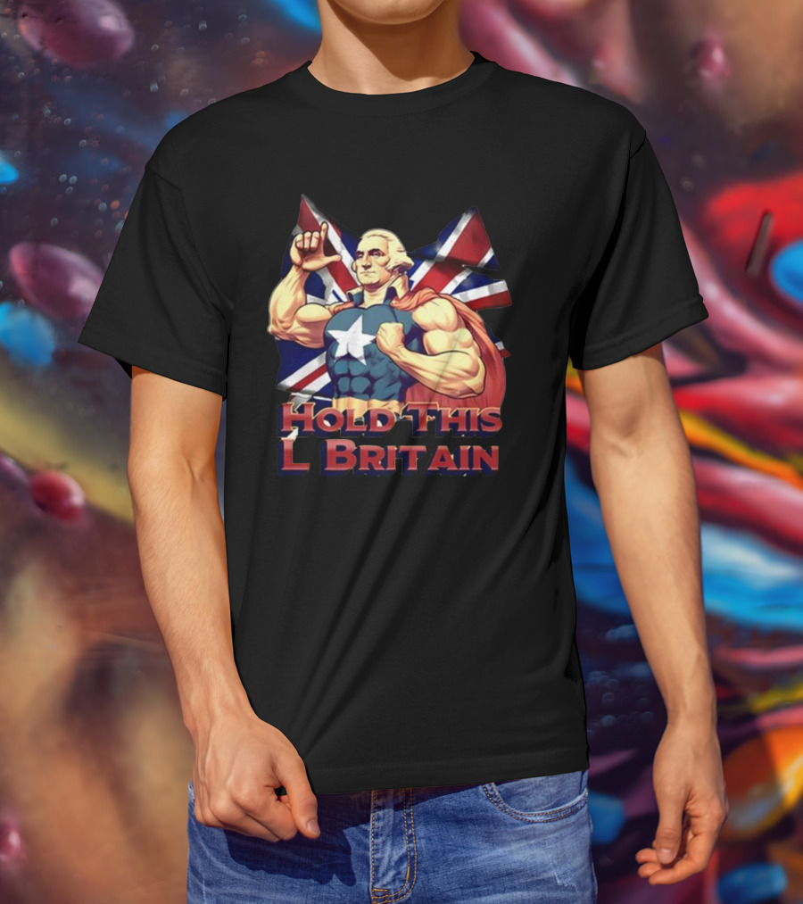 Hold This L Britain Superhero Union Jack Cloaked Figure T-Shirt