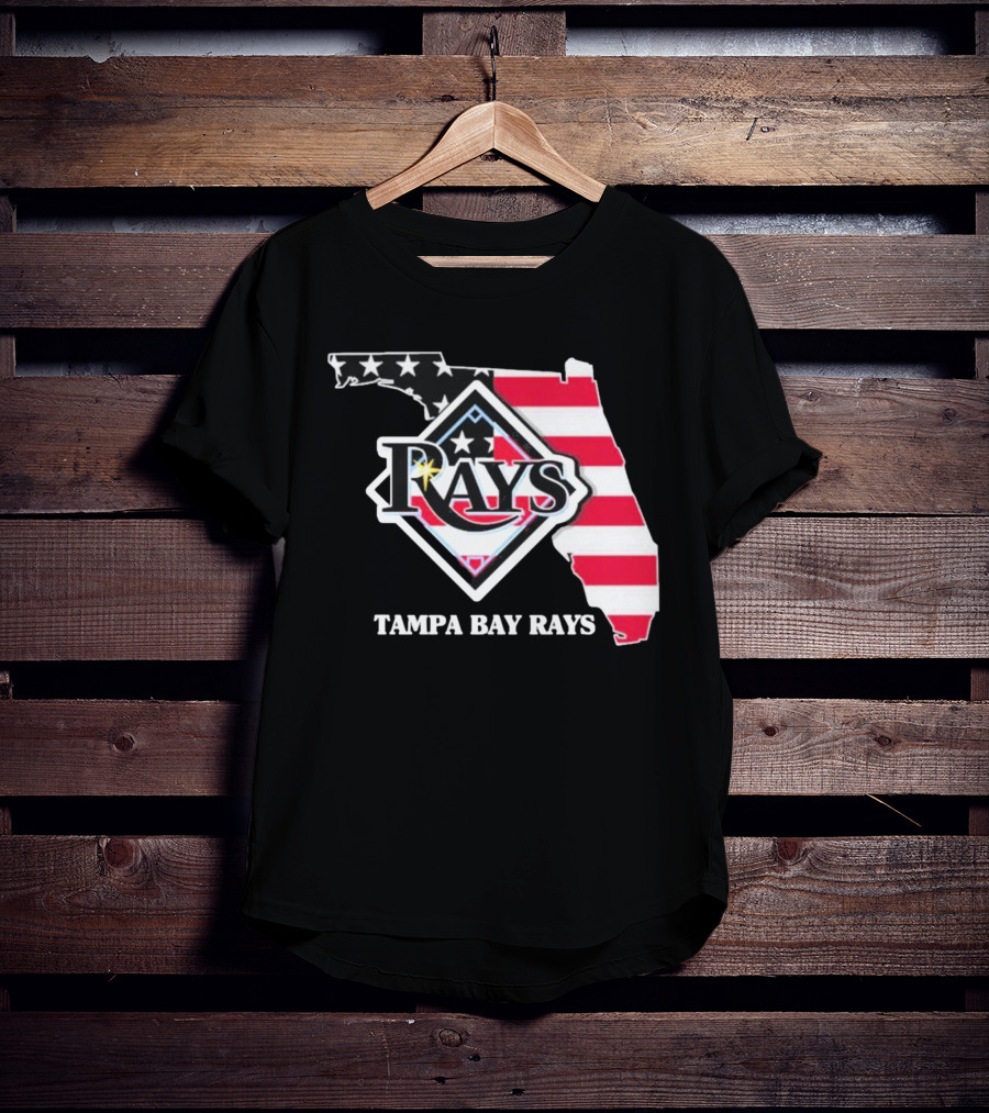 Tampa Bay Rays Florida American Flag Map T-Shirt