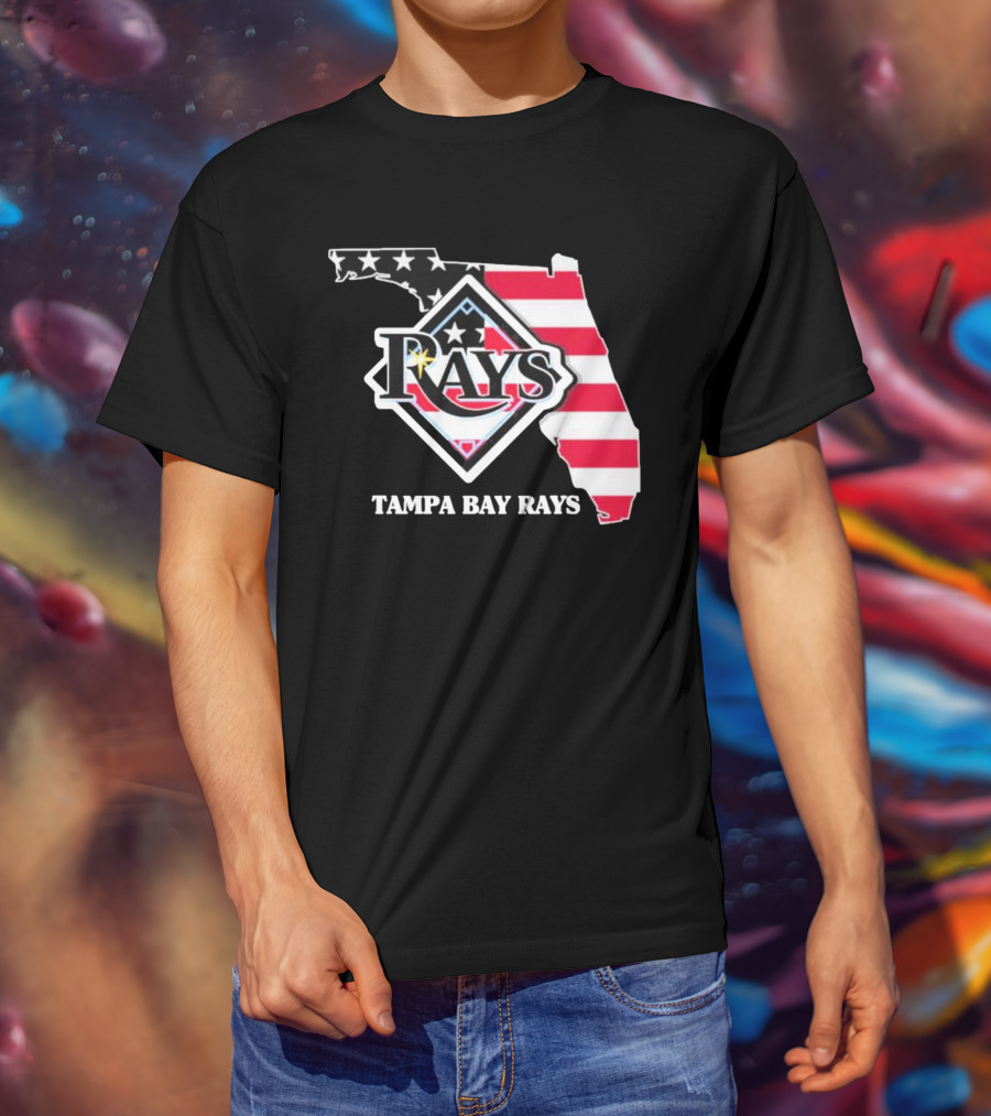 Tampa Bay Rays Florida American Flag Map T-Shirt