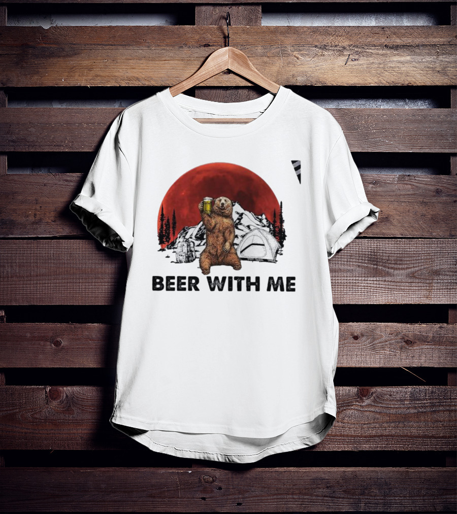 Beer With Me Bear Camping Moon Scene T-Shirt