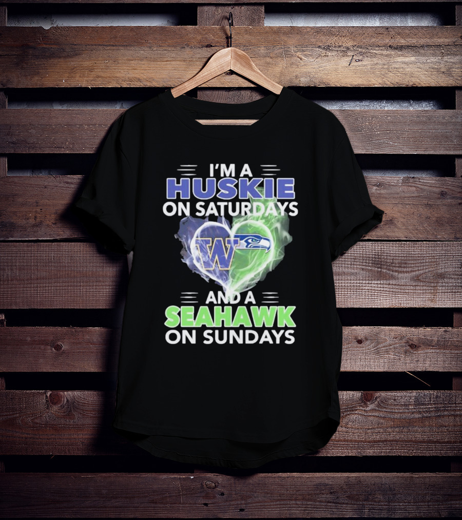 I’m A Huskie On Saturdays And A Seahawk On Sundays UW W Logo Seattle T-Shirt