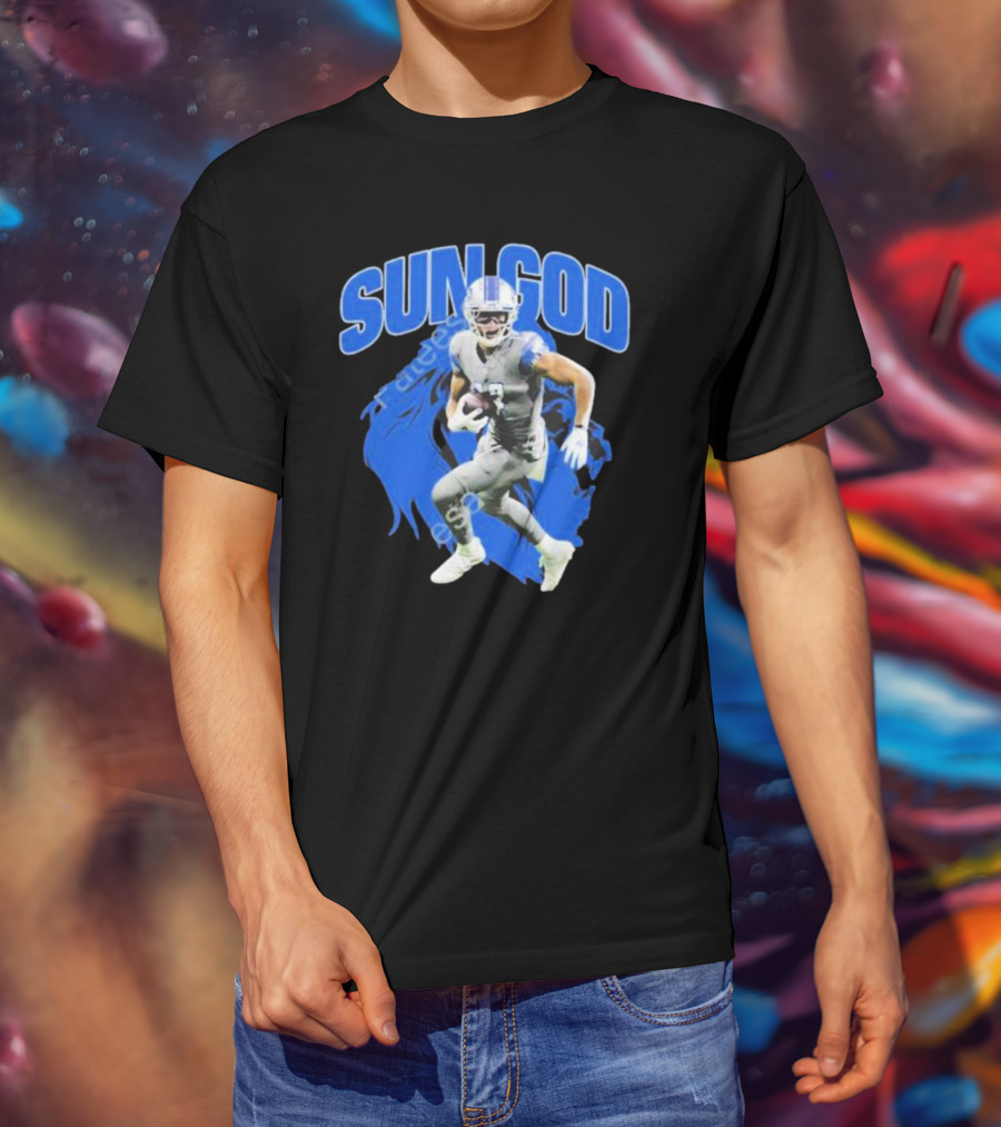 Detroit Lions Sun God Football Player T-Shirt