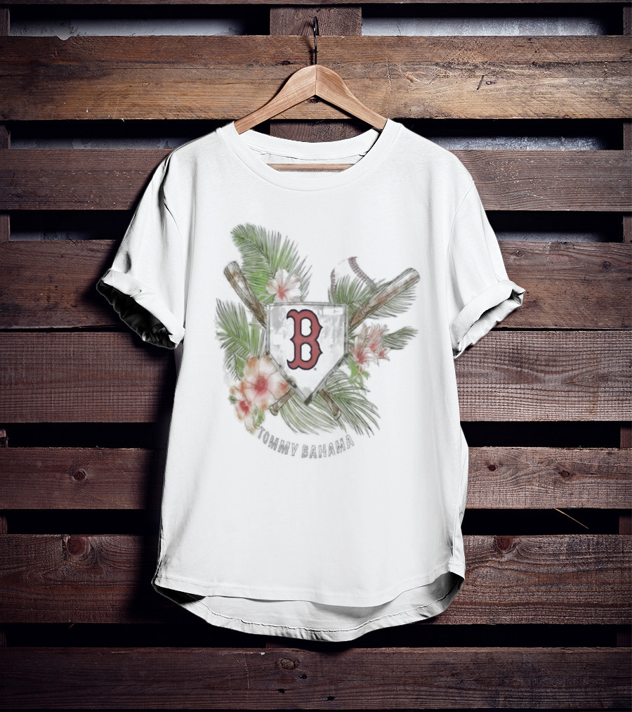 Boston Red Sox Tommy Bahama Island League Tropical Baseball Emblem T-Shirt