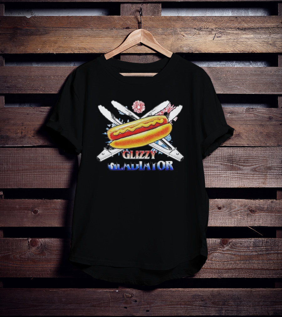 Glizzy Gladiator Hotdog Crossed Swords USA T-Shirt