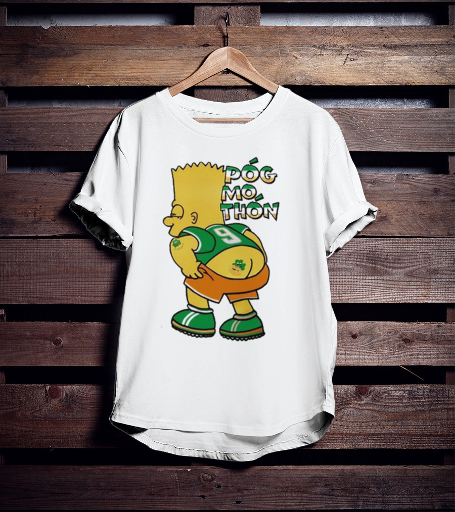 Póg Mo Thón Bart Irish Shamrock Tattoo Football Green Orange 9 T-Shirt
