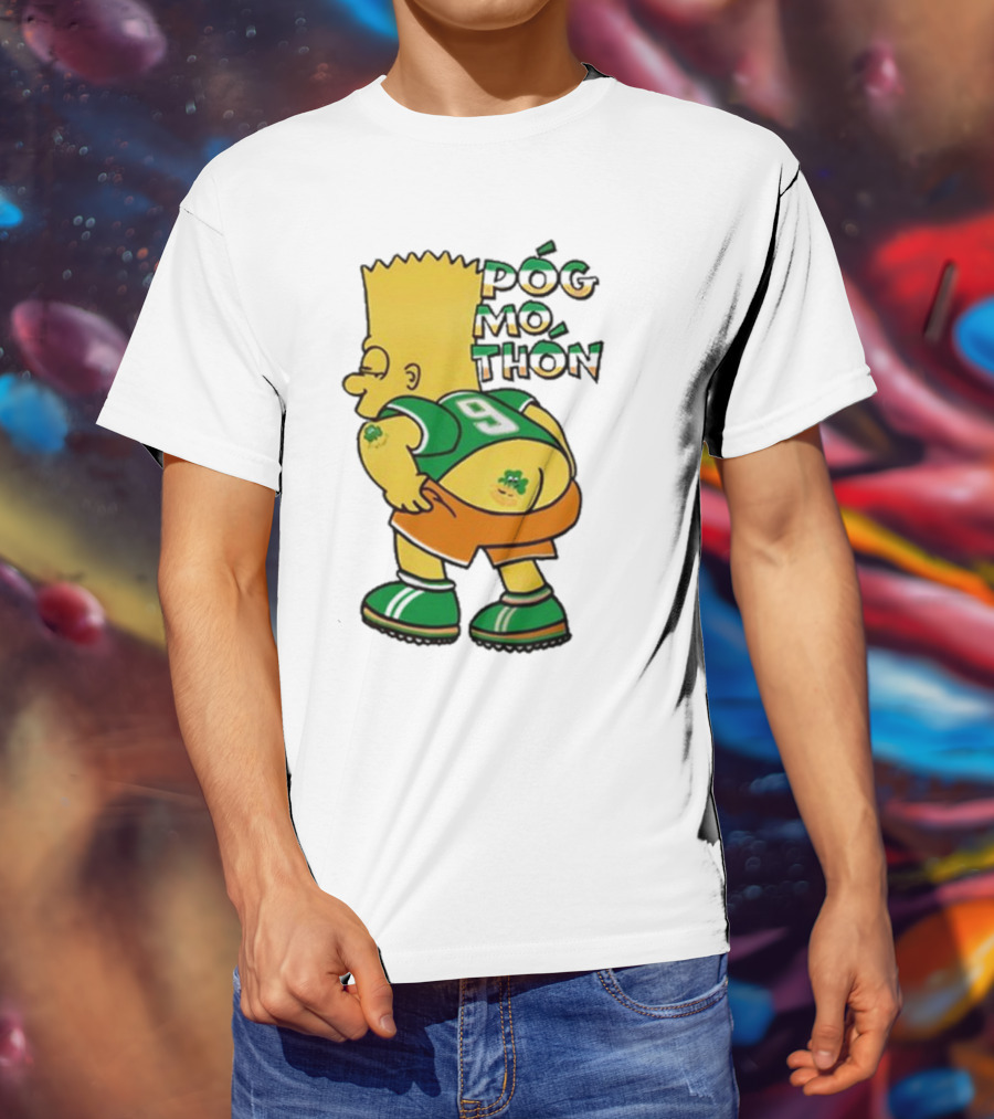 Póg Mo Thón Bart Irish Shamrock Tattoo Football Green Orange 9 T-Shirt