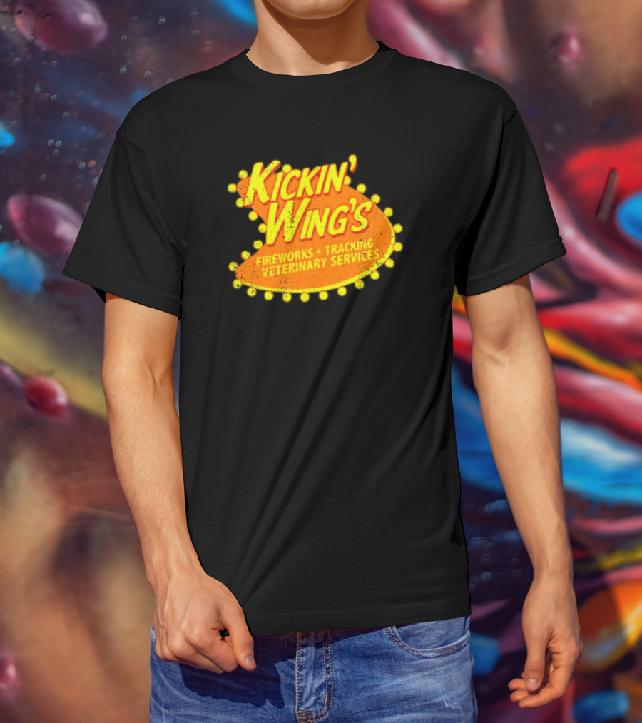 Kickin' Wing's Fireworks Tracking Veterinary Services Joe Dirt T-Shirt