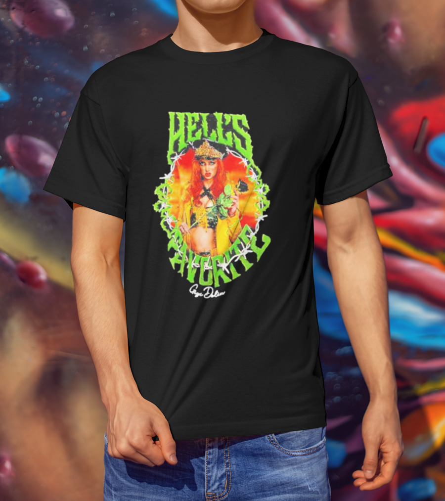Hell's Favorite Gigi Dolin Barbed Wire Crown And Green Flames T-Shirt