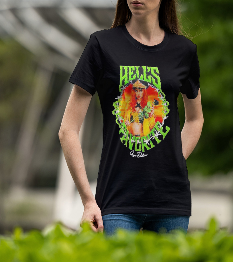 Hell's Favorite Gigi Dolin Barbed Wire Crown And Green Flames T-Shirt