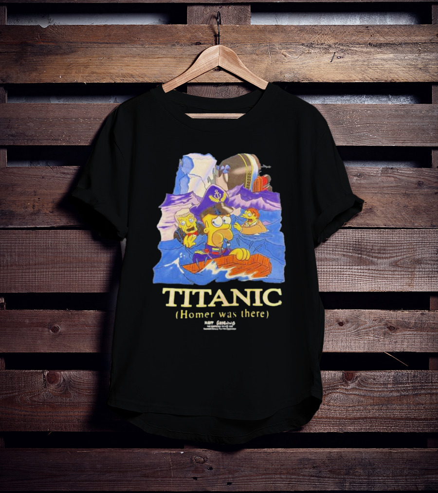 The Simpsons Titanic Homer Was There Matt Groening Ocean Scene T-Shirt