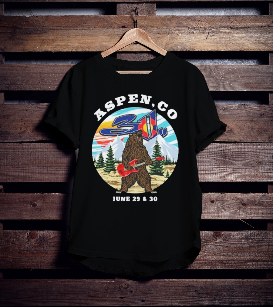 Aspen CO 311 Bear With Guitar June 29 And 30 T-Shirt