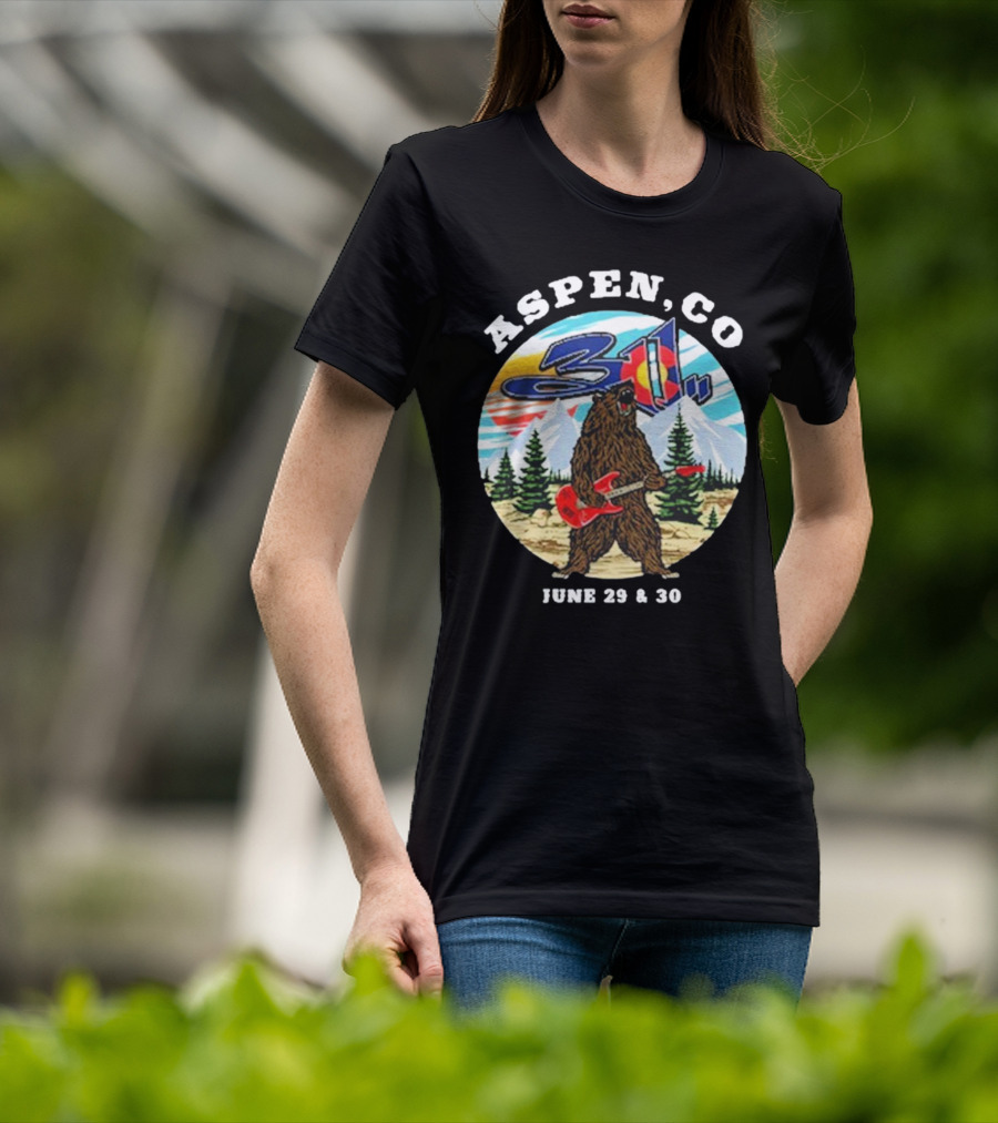 Aspen CO 311 Bear With Guitar June 29 And 30 T-Shirt
