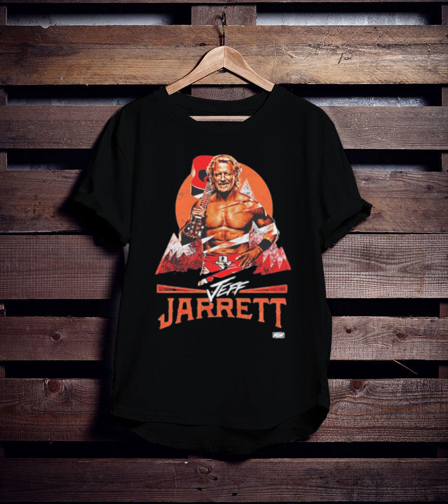 Jeff Jarrett AEW Wrestling With Guitar And Mountain Background T-Shirt