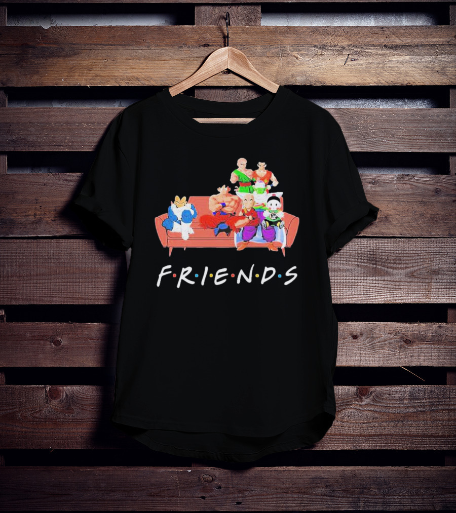 FRIENDS Son Goku Dragon Ball Characters Sitting Together T-Shirt