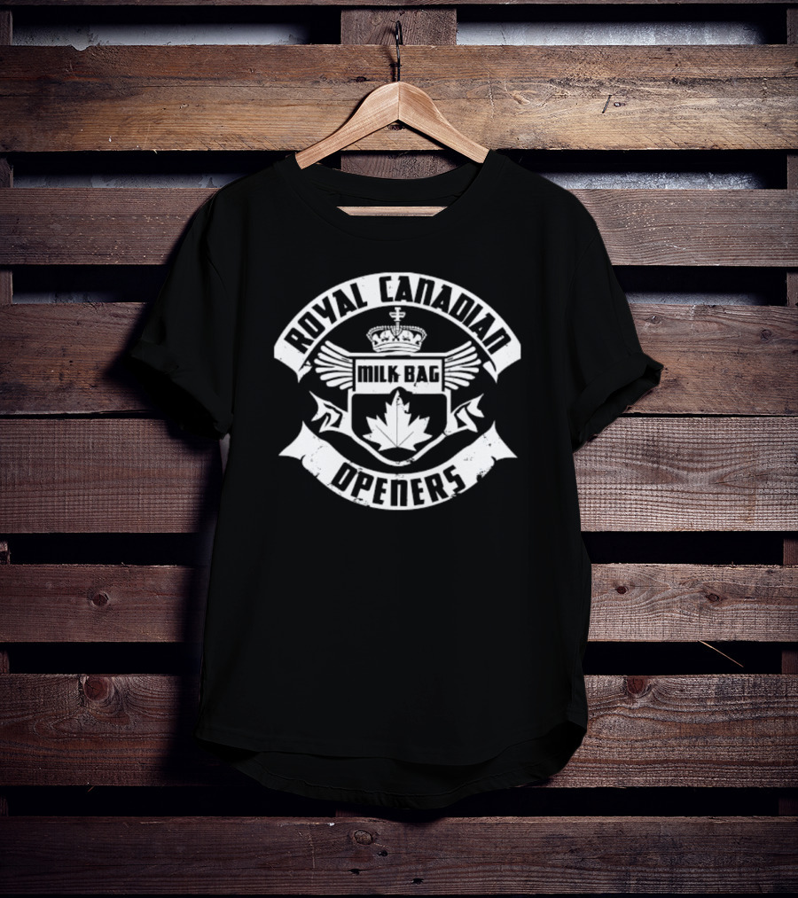 Royal Canadian Milk Bag Openers Maple Leaf Crest T-Shirt