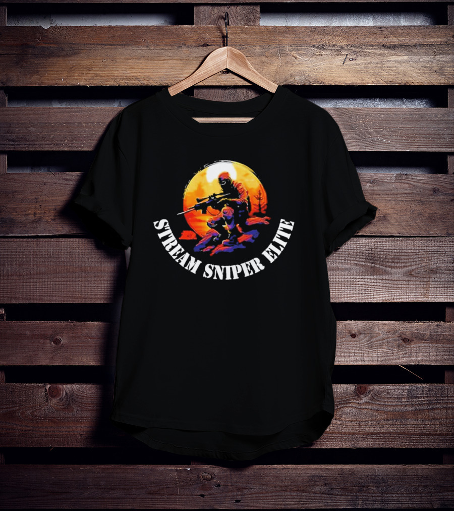 STREAM SNIPER ELITE Sniper Silhouette Warrior In Sunset Background T-Shirt