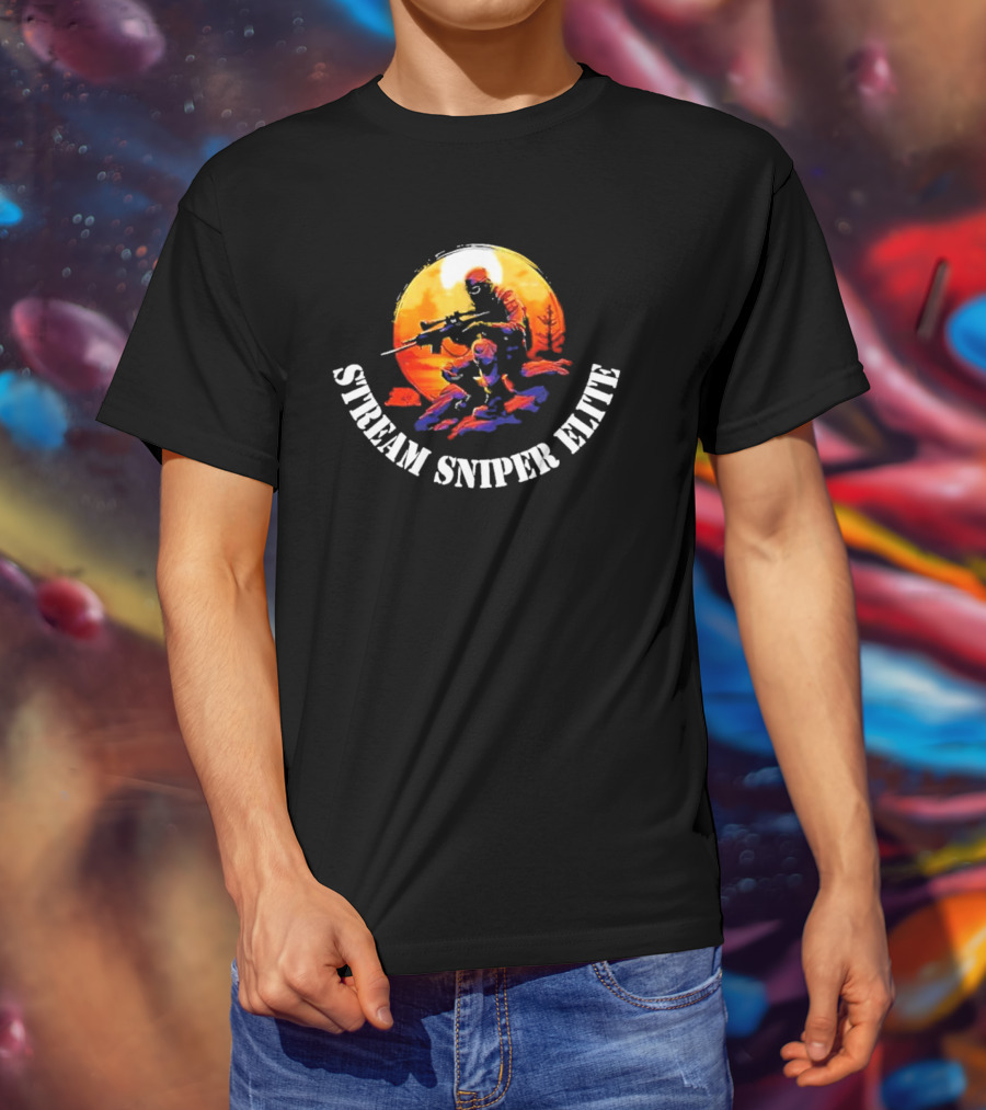 STREAM SNIPER ELITE Sniper Silhouette Warrior In Sunset Background T-Shirt