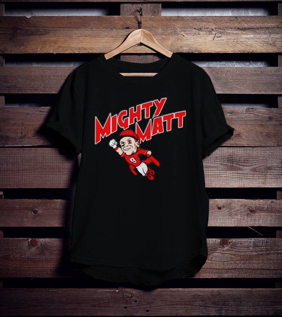 Mighty Matt Football Hero In Red And White Gear T-Shirt