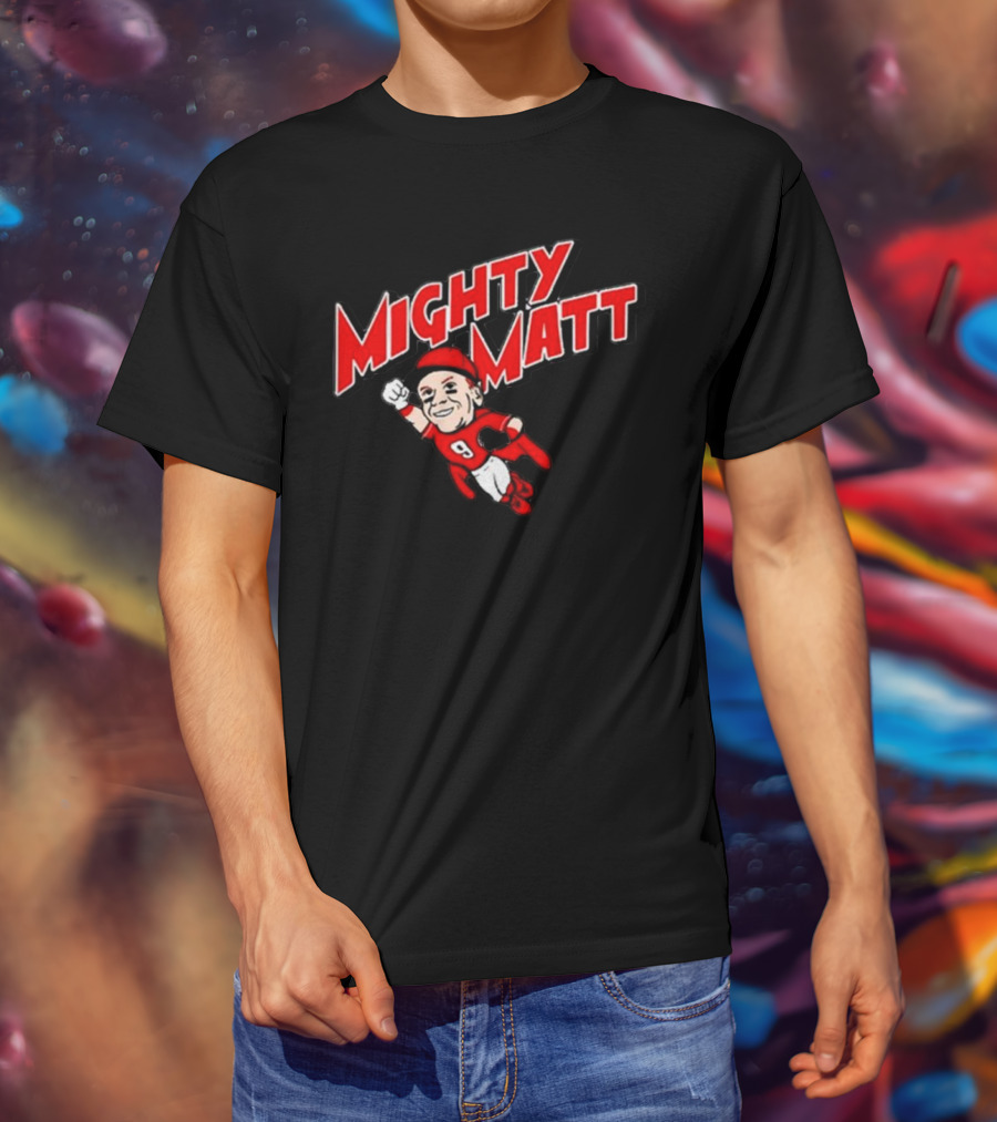 Mighty Matt Football Hero In Red And White Gear T-Shirt