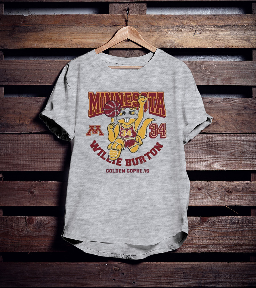 Minnesota 34 Willie Burton Golden Gophers Basketball T-Shirt