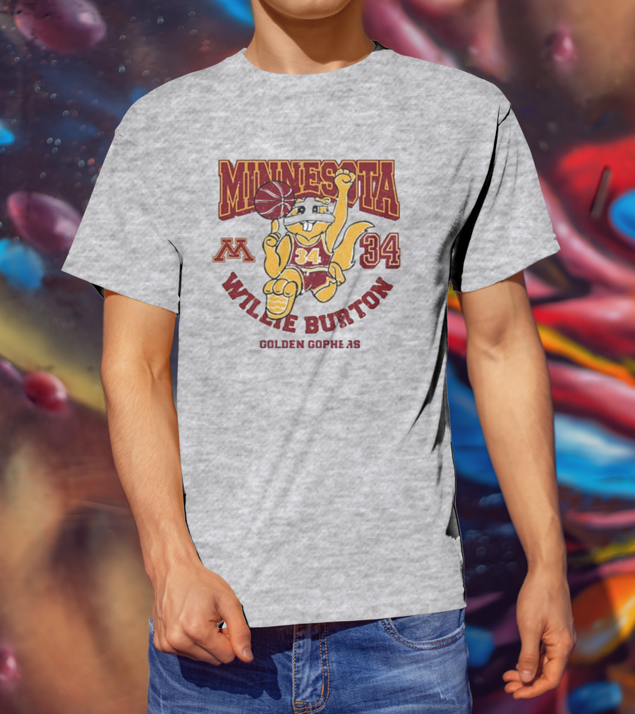 Minnesota 34 Willie Burton Golden Gophers Basketball T-Shirt