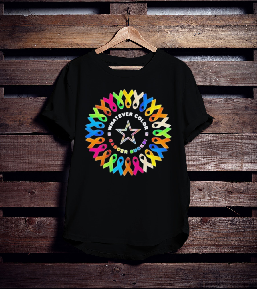 Dallas Cowboys Whatever Color Cancer Sucks Awareness Ribbons Star T-Shirt