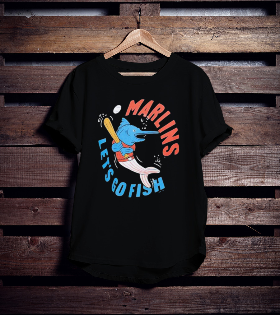 Miami Marlins Let’s Go Fish Tri-Blend Homage Doodle Collection T-Shirt