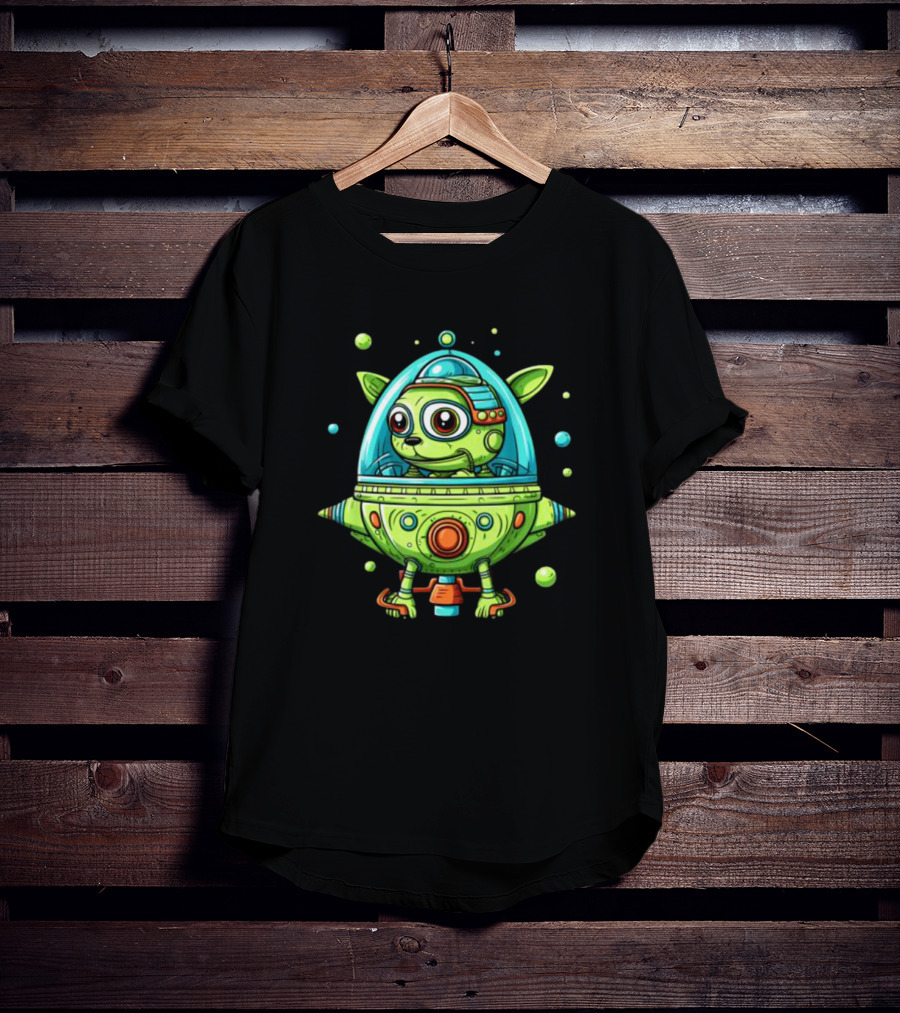 Whiz Flying The Dog Bowl UFO Spaceship Adventure T-Shirt