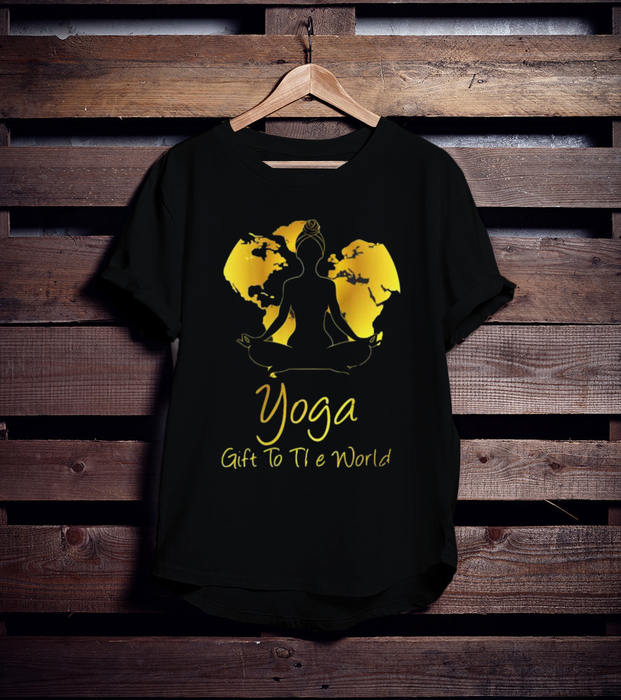 Yoga Gift To The World Globe Silhouette Meditation T-Shirt